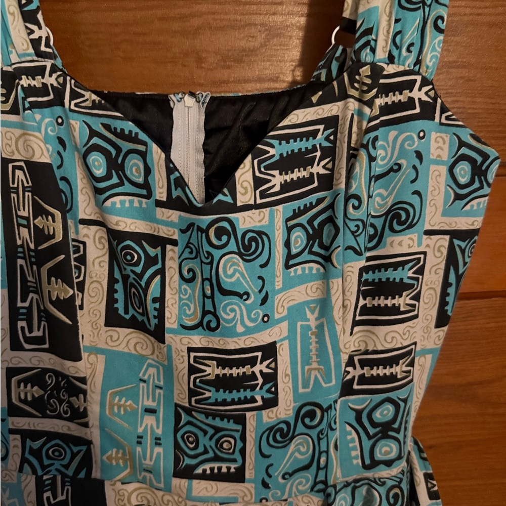 Blue and Black Patterned Dress